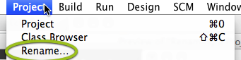 Project > Rename…